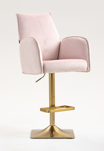 FOTEL HR280KW PUDROWY RÓŻ WELUR ZŁOTA PODSTAWA
