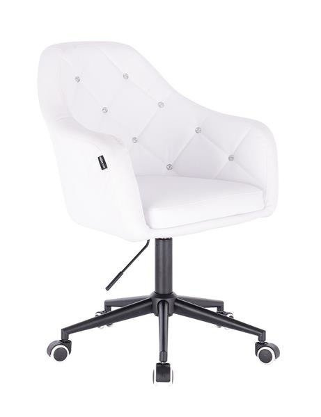 FOTEL HC830 BIAŁA SKÓRA CZARNY MAT KÓŁKA