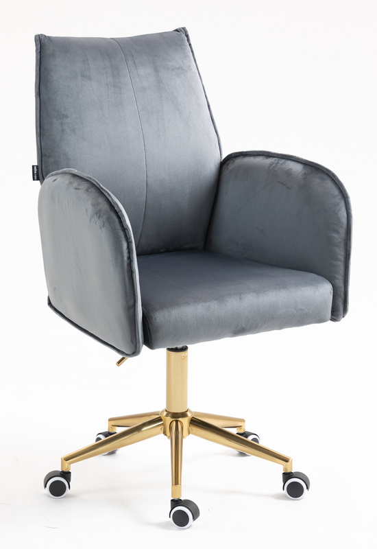 FOTEL HR280K GRAFITOWY WELUR ZŁOTA PODSTAWA