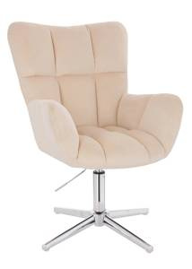 FOTEL HR650CROSS KREMOWY WELUR CHROMOWANA PODSTAWA