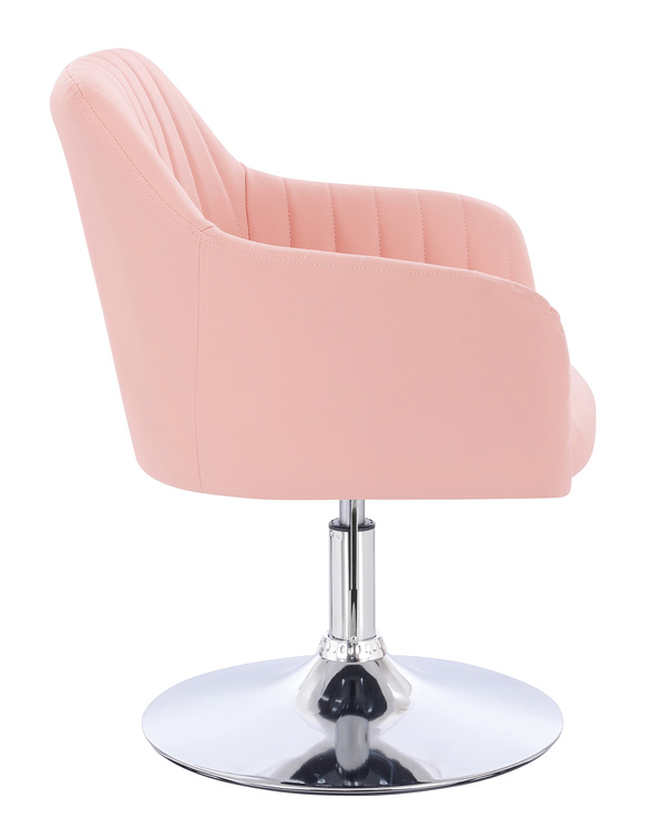 FOTEL HR190N RÓŻOWY CHROMOWANA PODSTAWA