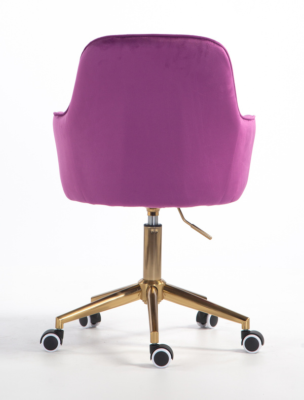 FOTEL HR2022K FUKSJA WELUR ZŁOTA PODSTAWA