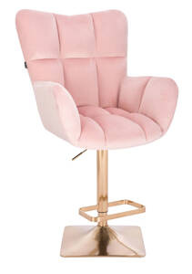 FOTEL HR650KW PUDROWY RÓŻ WELUR ZŁOTA PODSTAWA