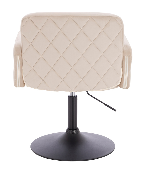 FOTEL HR802N KREMOWY WELUR CZARNA PODSTAWA