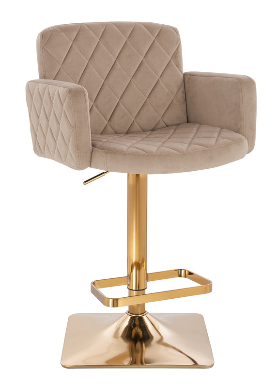 FOTEL HR802KW LATTE WELUR ZŁOTA PODSTAWA