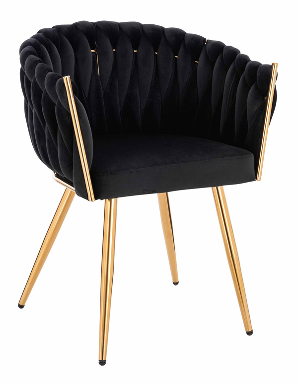 HR750 KRZESŁO ZŁOTE NOGI CZARNY WELUR