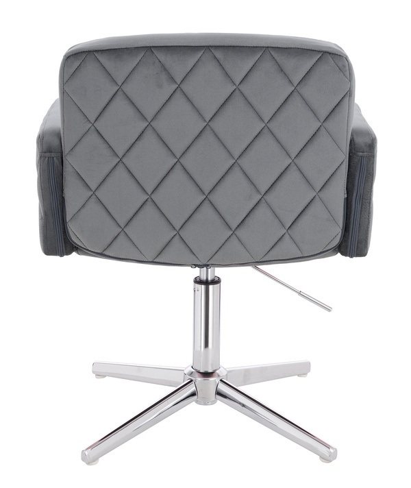FOTEL HR802CROSS GRAFITOWY WELUR CHROMOWANA PODSTAWA