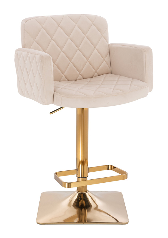 FOTEL HR802KW KREMOWY WELUR ZŁOTA PODSTAWA