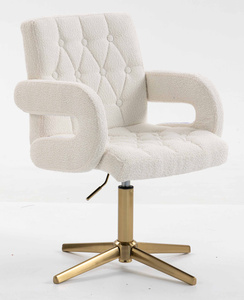 FOTEL HR8404CROSS KREMOWY BARANEK ZŁOTA PODSTAWA