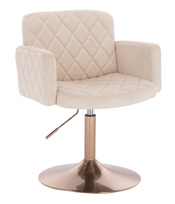 FOTEL HR802N KREMOWY WELUR ZŁOTA PODSTAWA