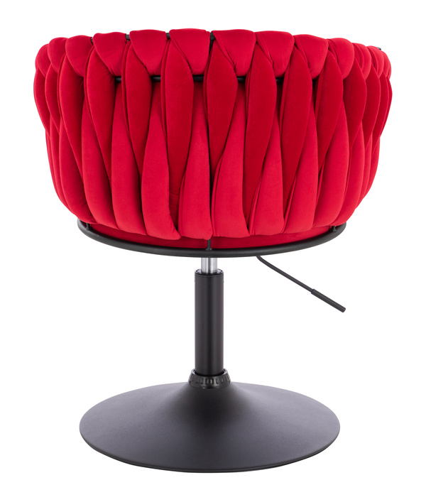 FOTEL HR750N CZERWONY WELUR CZARNA PODSTAWA