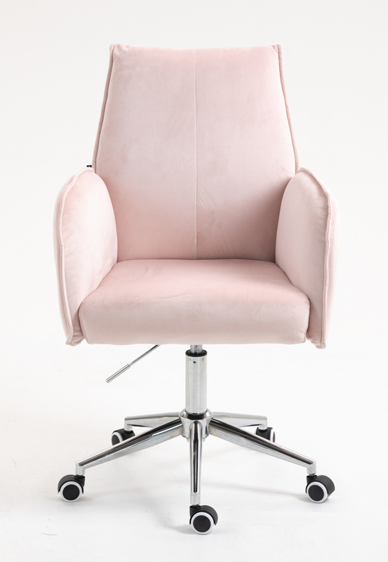 FOTEL HR280K PUDROWY RÓŻ WELUR CHROMOWANA PODSTAWA