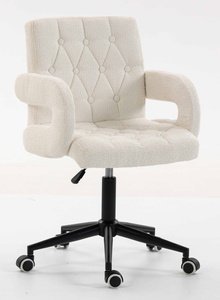 FOTEL HR8404K KREMOWY BARANEK CZARNA PODSTAWA