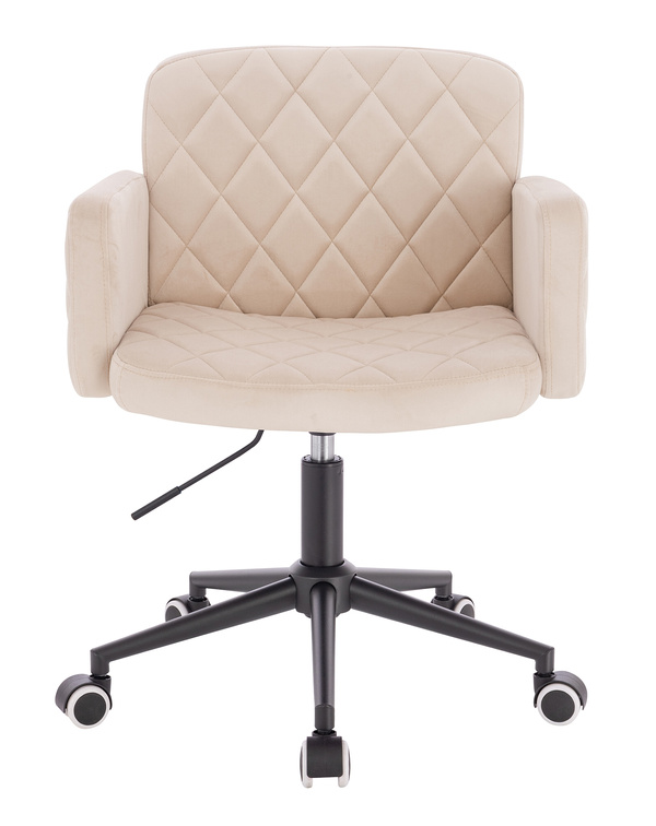 FOTEL HR802K KREMOWY WELUR CZARNA PODSTAWA