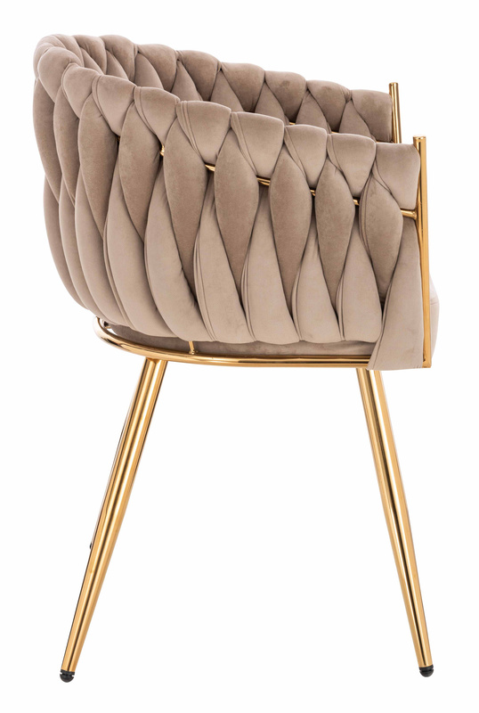 HR750 KRZESŁO ZŁOTA NOGI LATTE WELUR