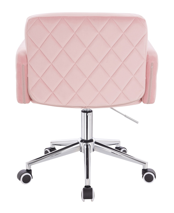 FOTEL HR802K PUDROWY RÓŻ WELUR CHROMOWANA PODSTAWA