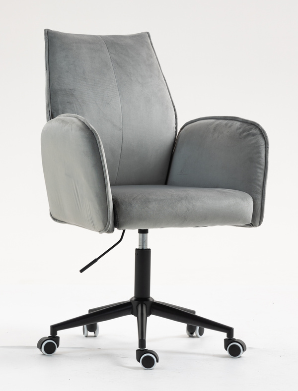 FOTEL HR280K STALOWY WELUR CZARNA PODSTAWA