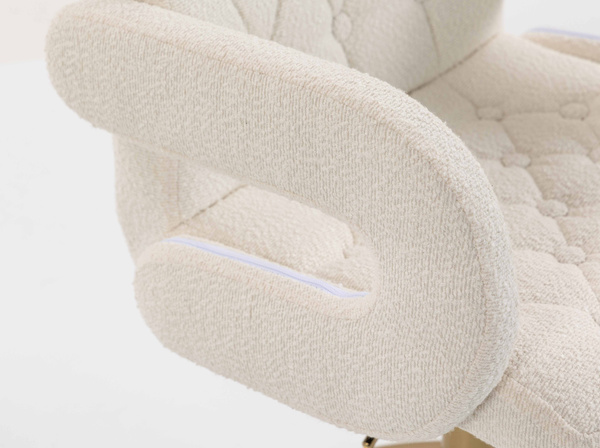 FOTEL HR8404N KREMOWY BARANEK ZŁOTA PODSTAWA