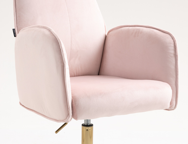 FOTEL HR280K PUDROWY RÓŻ WELUR ZŁOTA PODSTAWA