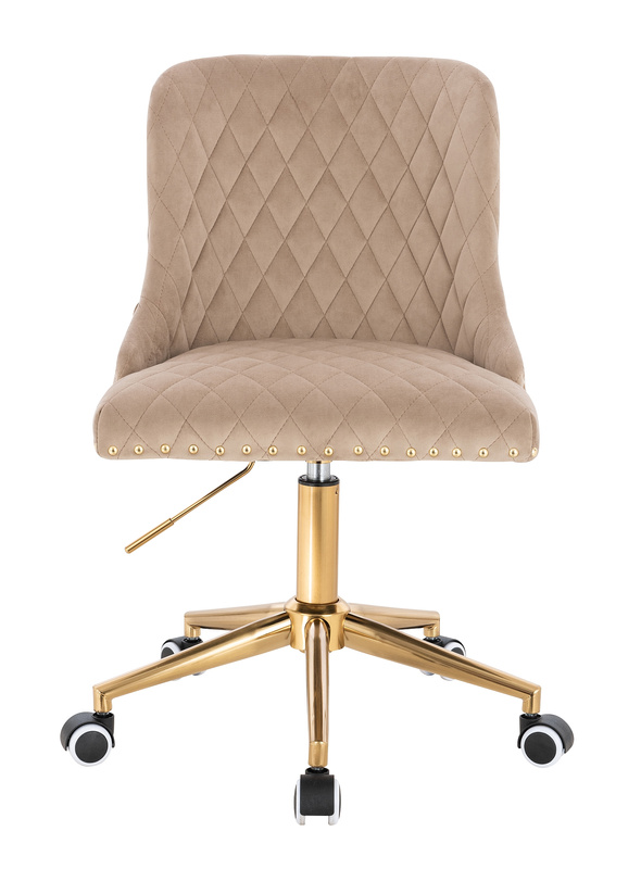 FOTEL HR940K LATTE WELUR ZŁOTA PODSTAWA