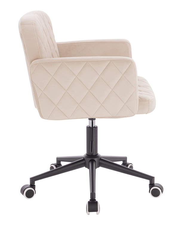 FOTEL HR802K KREMOWY WELUR CZARNA PODSTAWA