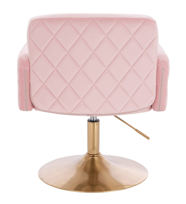 FOTEL HR802N PUDROWY RÓŻ WELUR ZŁOTA PODSTAWA