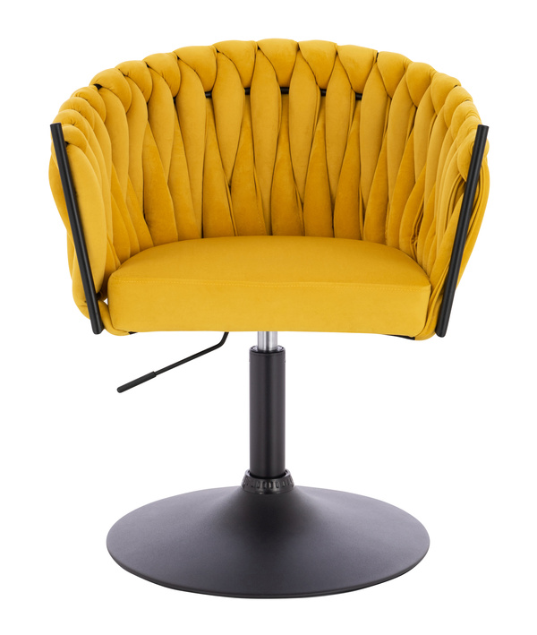 FOTEL HR750N ŻÓŁTY WELUR CZARNA PODSTAWA