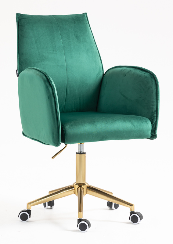 FOTEL HR280K BUTELKOWA ZIELEŃ WELUR ZŁOTA PODSTAWA