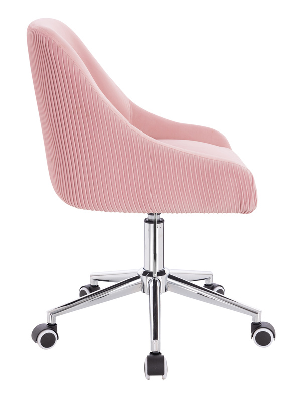 FOTEL HR920K PUDROWY RÓŻ WELUR CHROMOWANA PODSTAWA