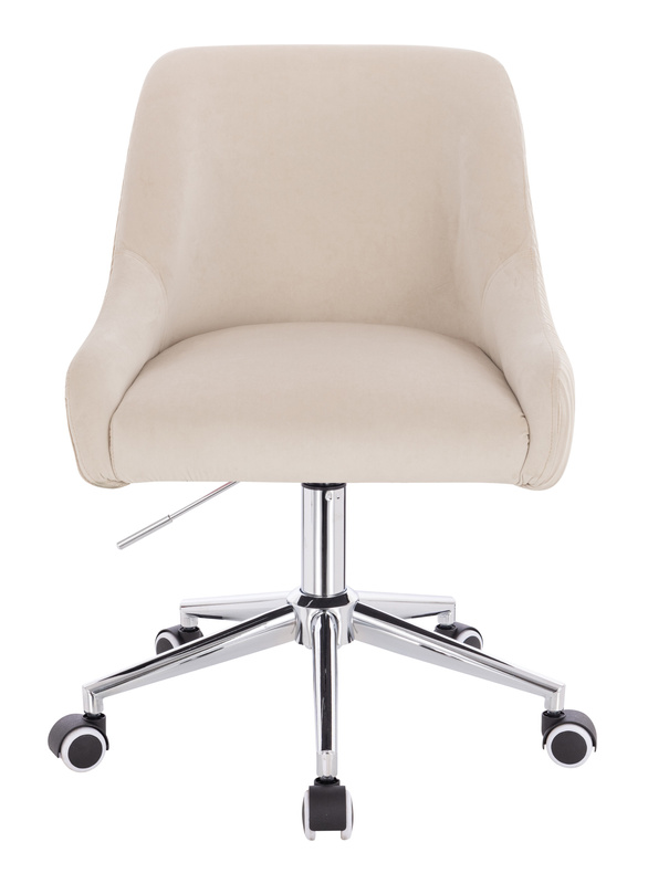 FOTEL HR920K KREMOWY WELUR CHROMOWANA PODSTAWA