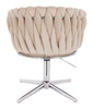 FOTEL HR750CROSS KREMOWY WELUR CHROMOWANA PODSTAWA