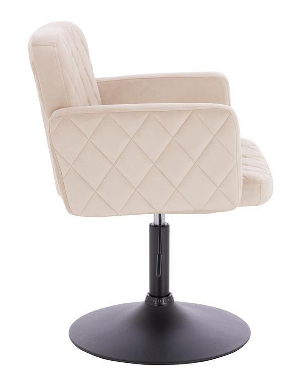 FOTEL HR802N KREMOWY WELUR CZARNA PODSTAWA