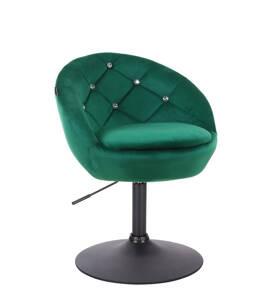 FOTEL HR948N BUTELKOWA ZIELEŃ WELUR CZARNA PODSTAWA