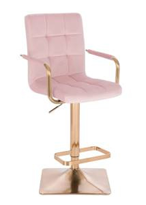 HOKER HR1015WP KWADRAT PUDROWY RÓŻ WELUR ZŁOTA PODSTAWA