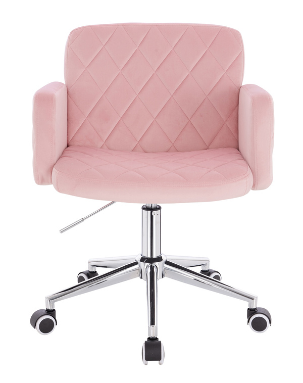 FOTEL HR802K PUDROWY RÓŻ WELUR CHROMOWANA PODSTAWA