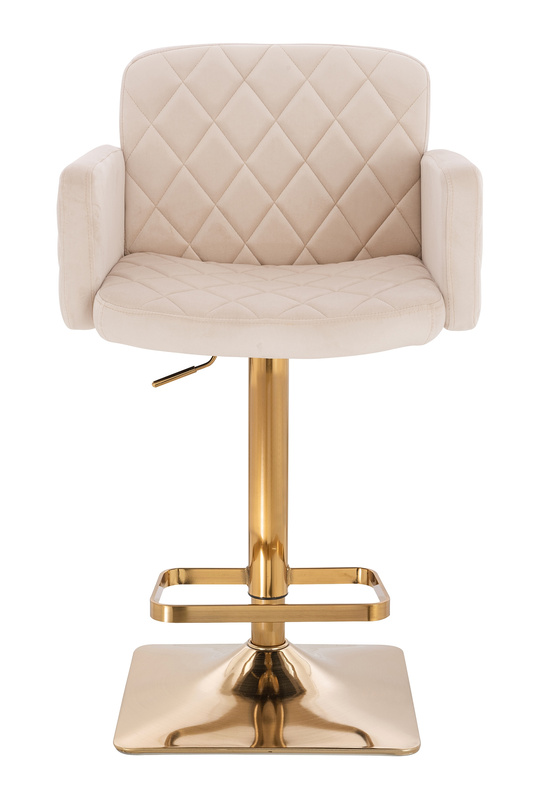 FOTEL HR802KW KREMOWY WELUR ZŁOTA PODSTAWA