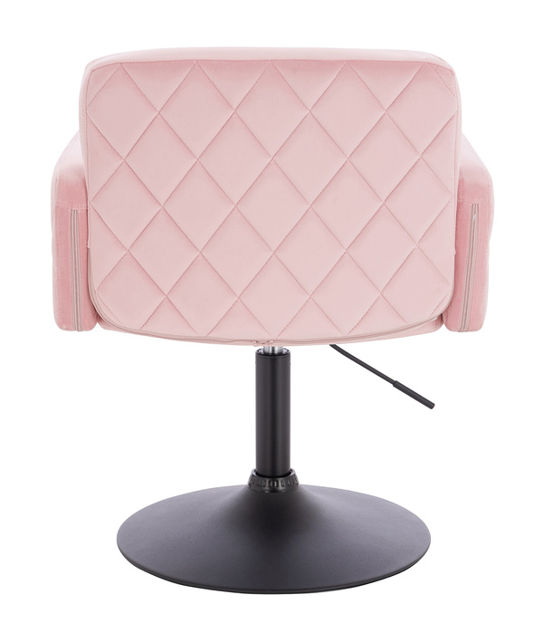 FOTEL HR802N PUDROWY RÓŻ WELUR CZARNA PODSTAWA