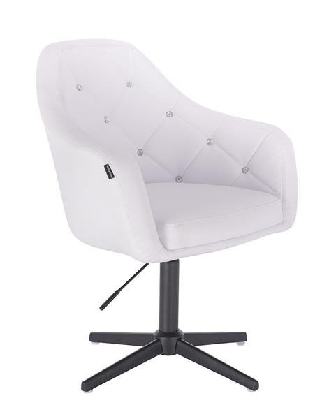 FOTEL HR830 BIAŁA SKÓRA CROSS CZARNY MAT